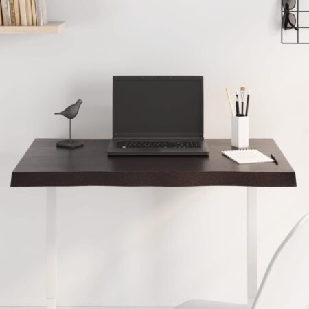 Bordplade 80x40x(2-4) cm naturlig kant behandlet træ mørkebrun