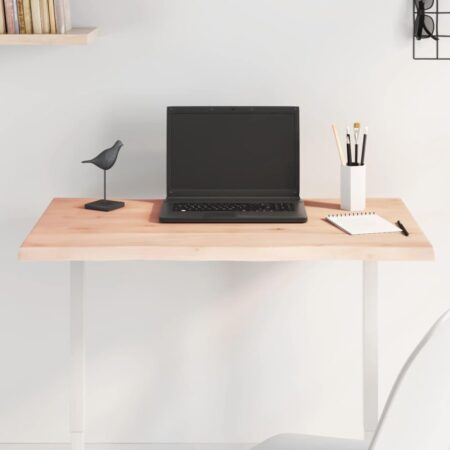 Bordplade 80x40x2 cm naturlig kant ubehandlet massivt egetræ