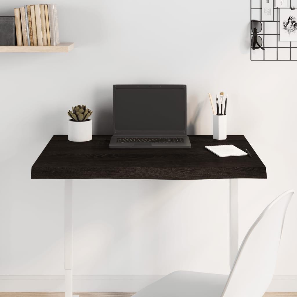 Bordplade 80x60x(2-6) cm behandlet massivt egetræ mørkebrun Bordplade 80x60x(2-6) cm behandlet massivt egetræ mørkebrun