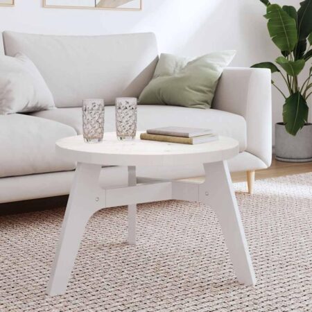 Bordplade Ø60x3 cm rund massivt fyrretræ hvid