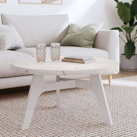 Bordplade Ø80x3 cm rundt massivt fyrretræ hvid