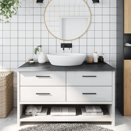 Bordplade til badeværelse 100x50x(2-4) cm massivt træ mørkebrun