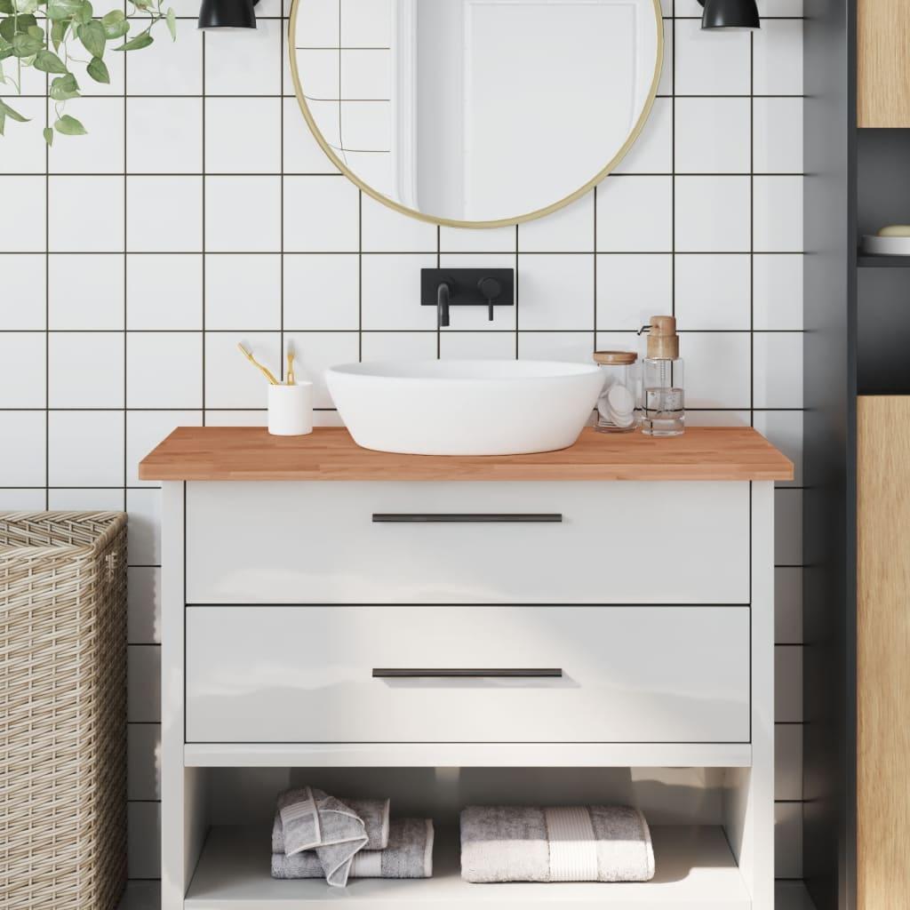 Bordplade til badeværelse 100x50x2,5 cm massivt bøgetræ Bordplade til badeværelse 100x50x2,5 cm massivt bøgetræ