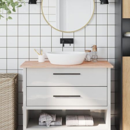 Bordplade til badeværelse 100x60x1,5 cm massivt bøgetræ