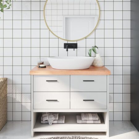 Bordplade til badeværelse 100x60x(2-6) cm massivt træ lysebrun