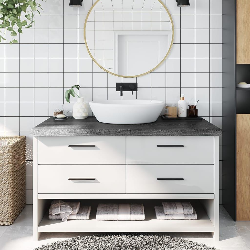Bordplade til badeværelse 100x60x(2-6) cm massivt træ mørkebrun Bordplade til badeværelse 100x60x(2-6) cm massivt træ mørkebrun