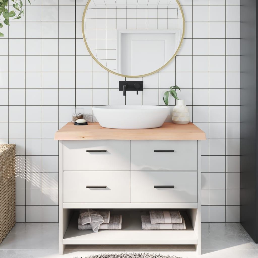Bordplade til badeværelse 100x60x(2-6)cm massivt træ ubehandlet Bordplade til badeværelse 100x60x(2-6)cm massivt træ ubehandlet