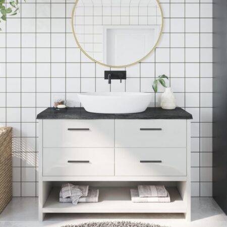 Bordplade til badeværelse 120x60x(2-4) cm massivt træ mørkebrun