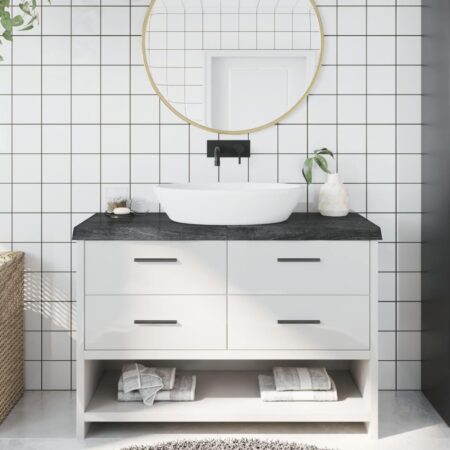 Bordplade til badeværelse 120x60x(2-6) cm massivt træ mørkebrun