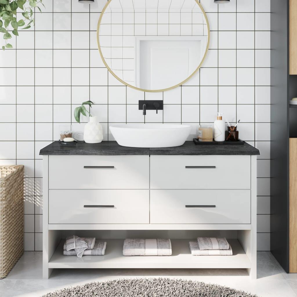 Bordplade til badeværelse 140x50x(2-4) cm massivt træ mørkebrun Bordplade til badeværelse 140x50x(2-4) cm massivt træ mørkebrun