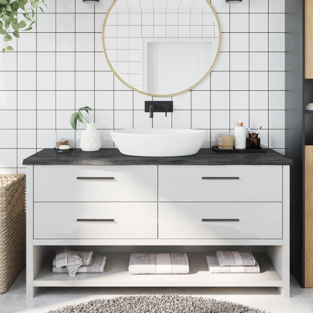 Bordplade til badeværelse 160x60x(2-4) cm massivt træ mørkebrun Bordplade til badeværelse 160x60x(2-4) cm massivt træ mørkebrun