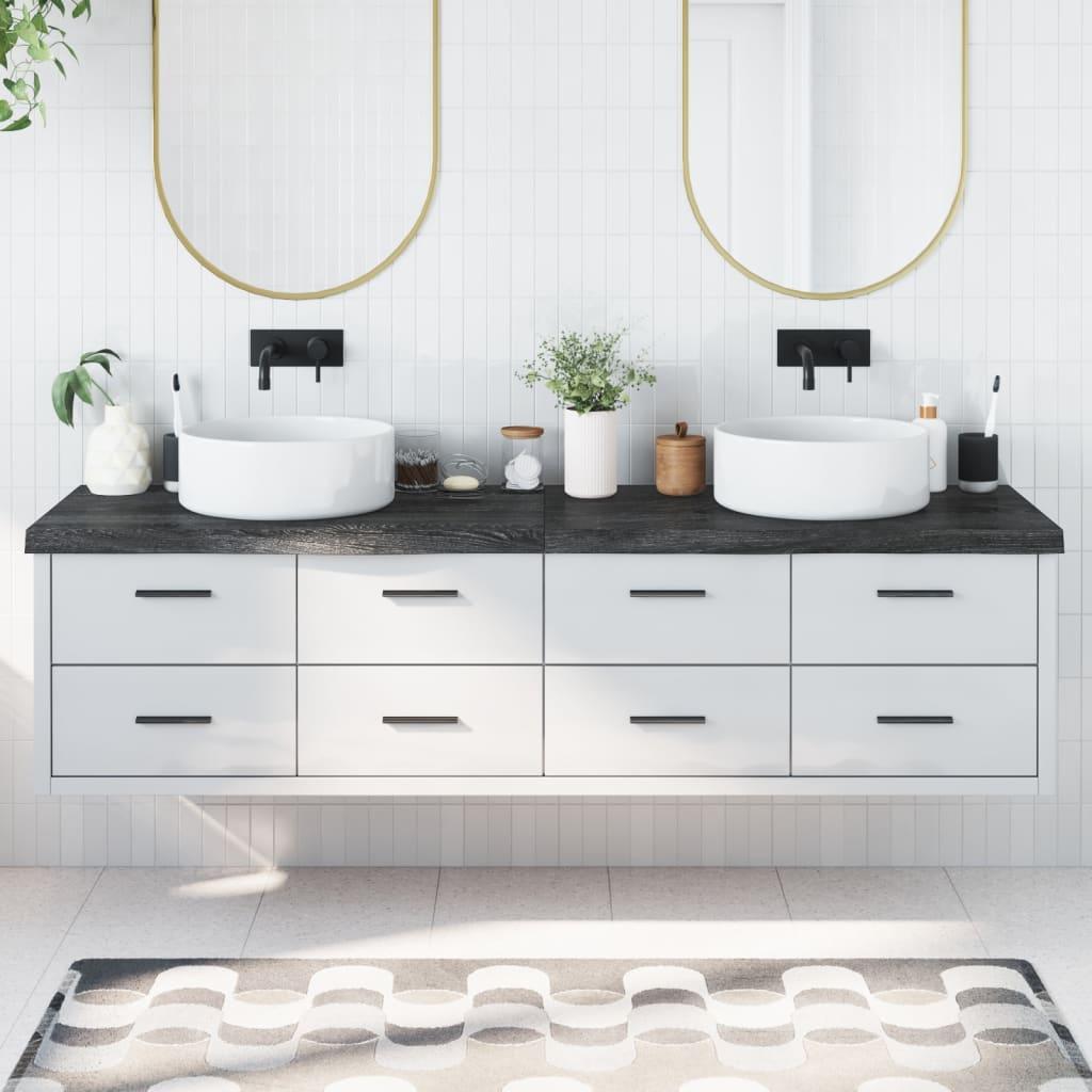 Bordplade til badeværelse 200x50x(2-6) cm massivt træ mørkebrun Bordplade til badeværelse 200x50x(2-6) cm massivt træ mørkebrun