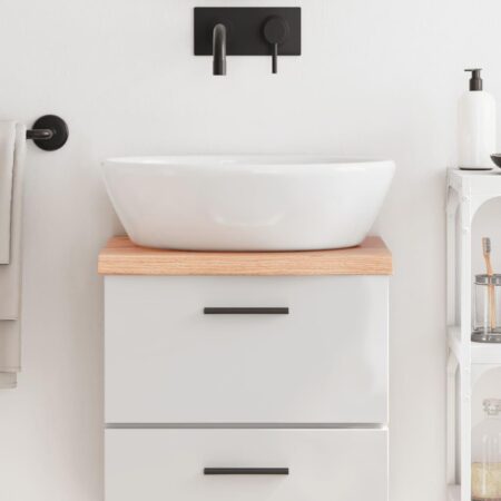 Bordplade til badeværelse 40x40x(2-4) cm massivt træ lysebrun