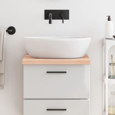 Bordplade til badeværelse 40x50x(2-4) cm massivt træ ubehandlet