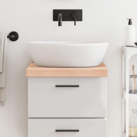 Bordplade til badeværelse 40x50x(2-6) cm massivt træ ubehandlet