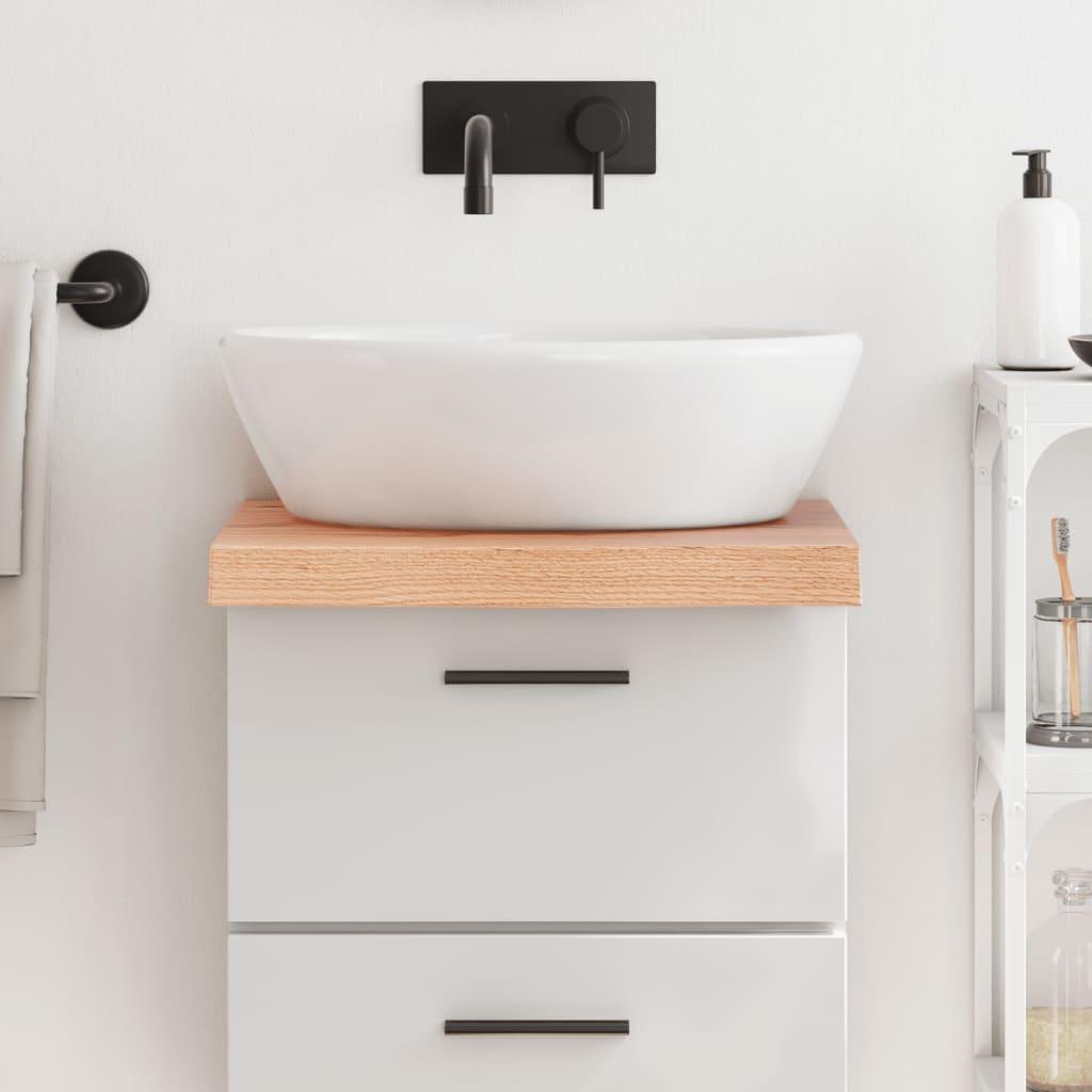 Bordplade til badeværelse 40x60x(2-6) cm massivt træ lysebrun Bordplade til badeværelse 40x60x(2-6) cm massivt træ lysebrun