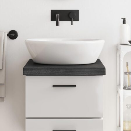 Bordplade til badeværelse 40x60x(2-6) cm massivt træ mørkebrun