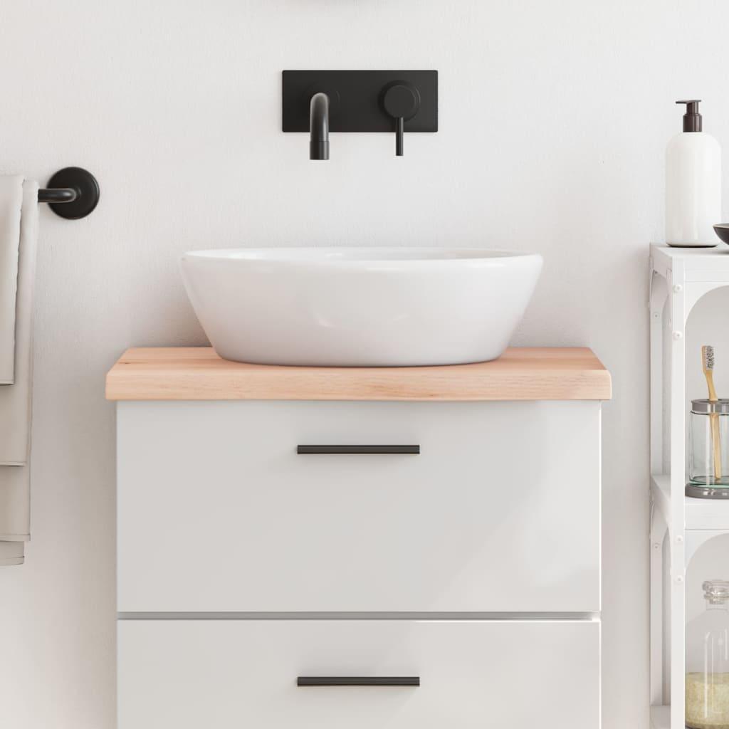 Bordplade til badeværelse 60x30x(2-4) cm massivt træ ubehandlet Bordplade til badeværelse 60x30x(2-4) cm massivt træ ubehandlet