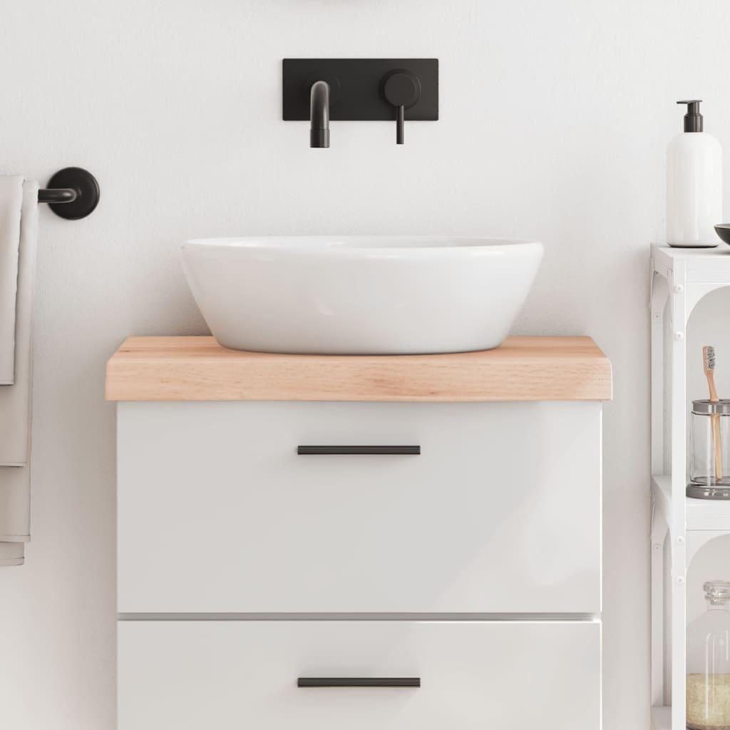 Bordplade til badeværelse 60x30x(2-6) cm massivt træ ubehandlet Bordplade til badeværelse 60x30x(2-6) cm massivt træ ubehandlet