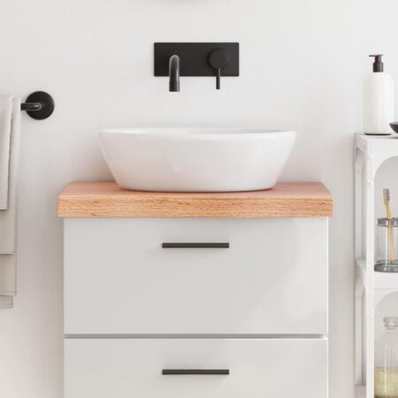 Bordplade til badeværelse 60x40x(2-6) cm massivt træ lysebrun