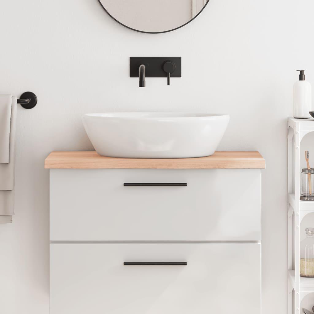 Bordplade til badeværelse 80x30x(2-4) cm massivt træ ubehandlet Bordplade til badeværelse 80x30x(2-4) cm massivt træ ubehandlet