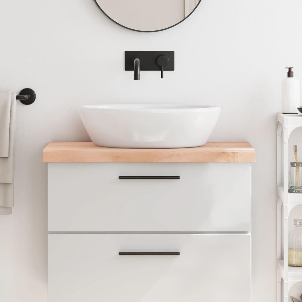 Bordplade til badeværelse 80x30x(2-6) cm massivt træ ubehandlet Bordplade til badeværelse 80x30x(2-6) cm massivt træ ubehandlet