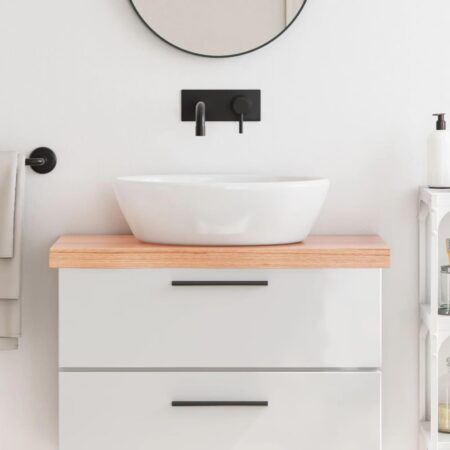 Bordplade til badeværelse 80x40x(2-6) cm massivt træ lysebrun