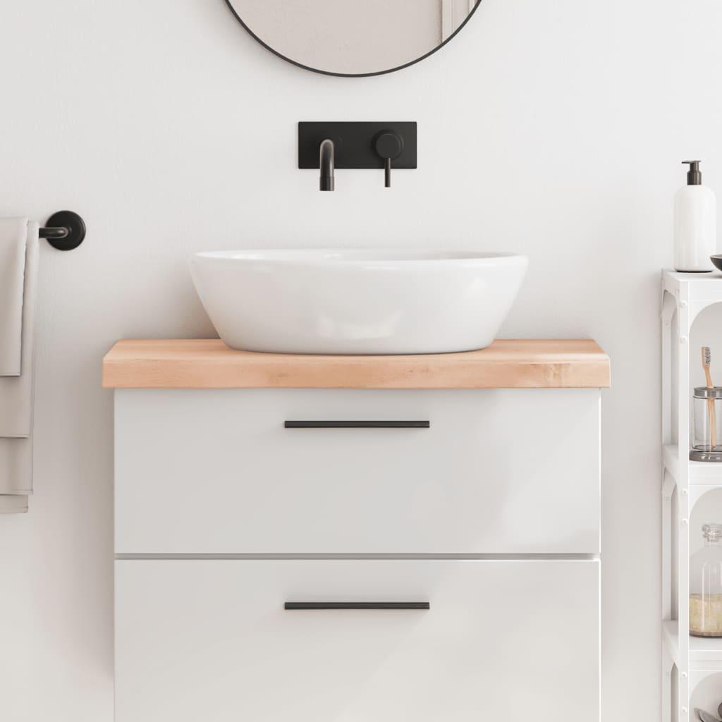 Bordplade til badeværelse 80x40x(2-6) cm massivt træ ubehandlet Bordplade til badeværelse 80x40x(2-6) cm massivt træ ubehandlet