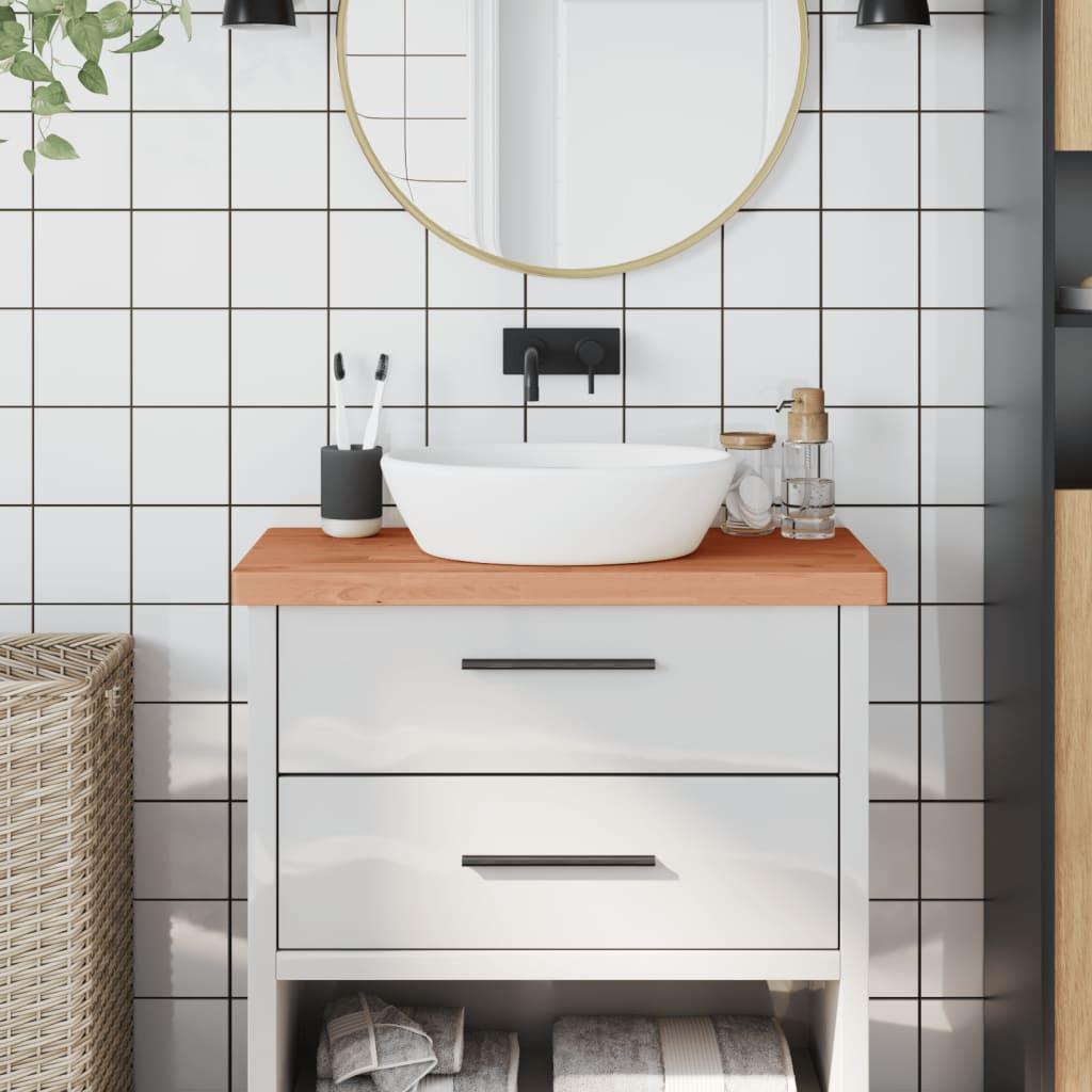 Bordplade til badeværelse 80x40x4 cm massivt bøgetræ Bordplade til badeværelse 80x40x4 cm massivt bøgetræ