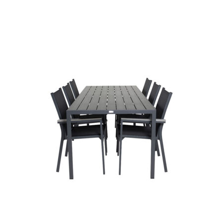 Break havesæt bord 90x205cm sort, 6 stole sort