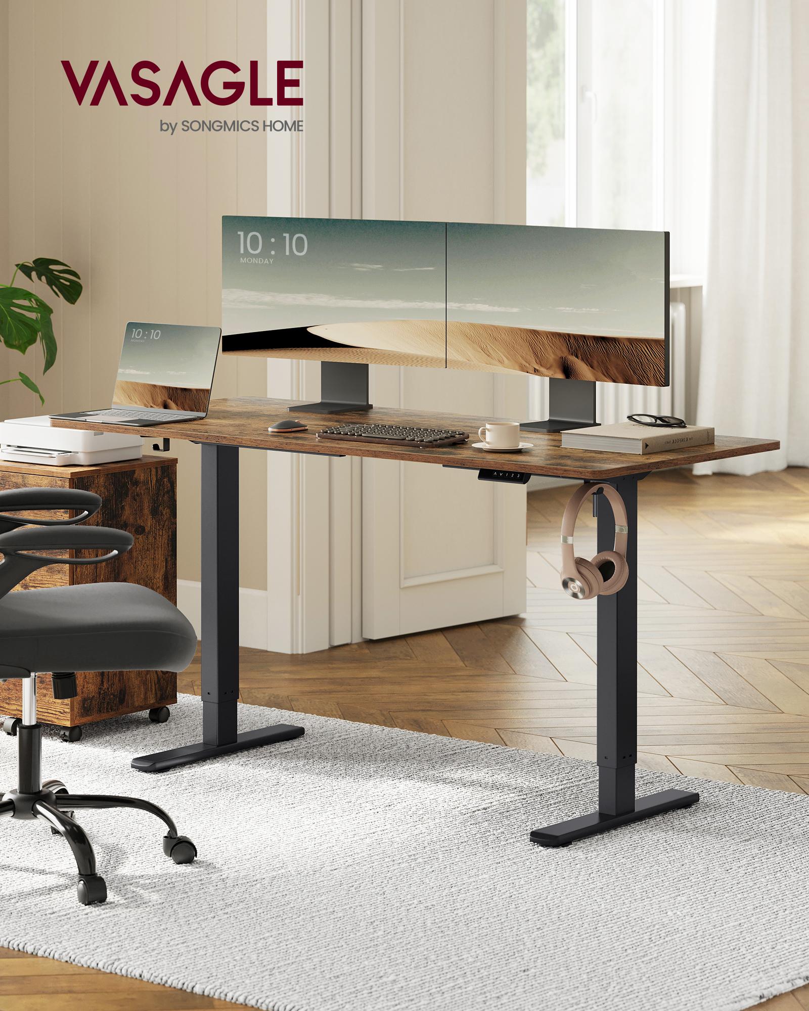 Elektrisk hæve-sænke stel til skrivebord – justerbart 80–150 cm, memory 3 højder, 70 kg, stål, ink black Elektrisk hæve-sænke stel til skrivebord – justerbart 80–150 cm, memory 3 højder, 70 kg, stål, ink black