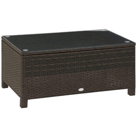 Garden sidebord sofabord havebord balkonbord polyrattan brun 85 x 50 x 39 cm