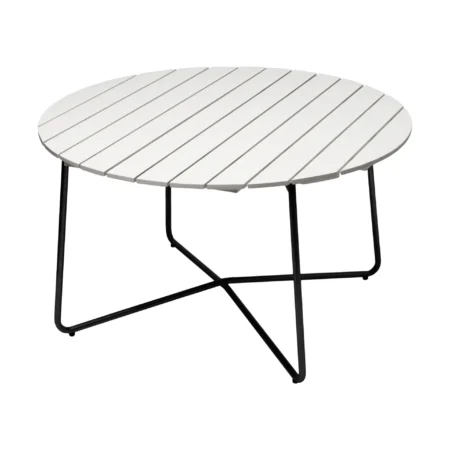 Grythyttan Stålmöbler 9A spisebord Hvidlakeret eg-sort, Ø120 cm