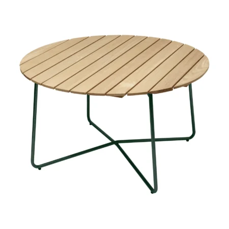 Grythyttan Stålmöbler 9A spisebord Olieret fyr-grøn, Ø120 cm