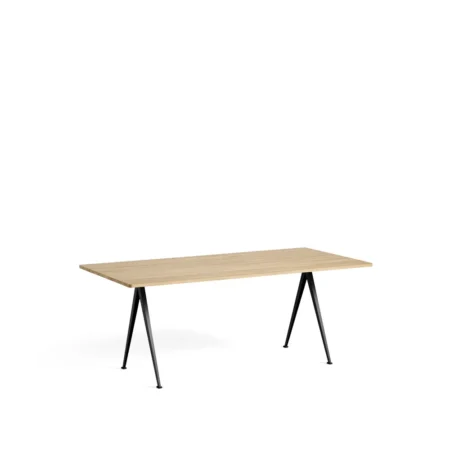 HAY Pyramid 02 spisebord Oak matt lacquered-190x85 cm-svart stålstel