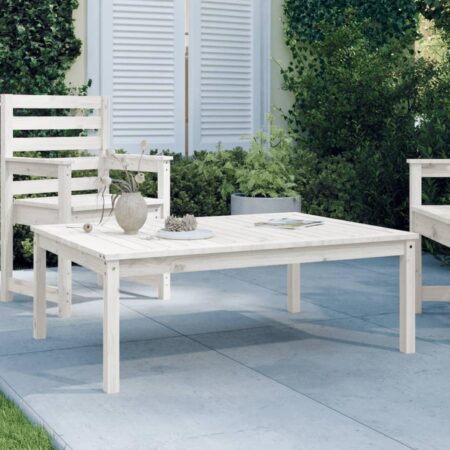 Havebord 121x82,5x45 cm massivt fyrretræ hvid