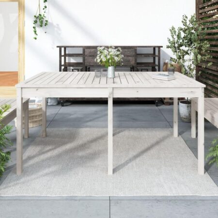 Havebord 159,5x82,5x76 cm massivt fyrretræ hvid