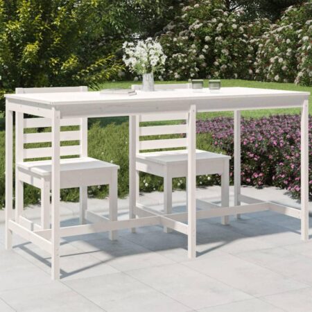 Havebord 203,5x90x110 cm massivt fyrretræ hvid