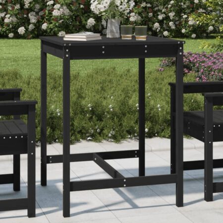 Havebord 82,5x82,5x110 cm massivt fyrretræ sort