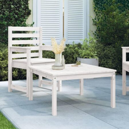 Havebord 82,5x82,5x45 cm massivt fyrretræ hvid