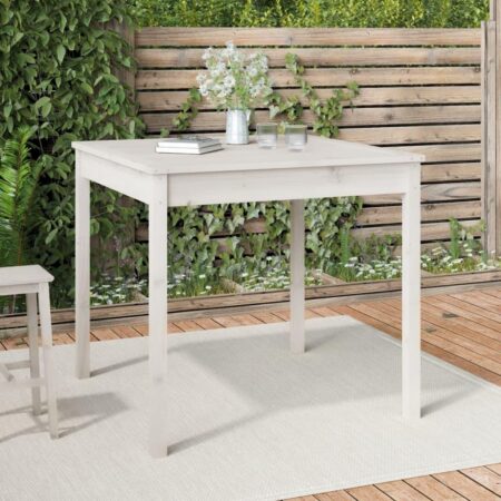 Havebord 82,5x82,5x76 cm massivt fyrretræ hvid