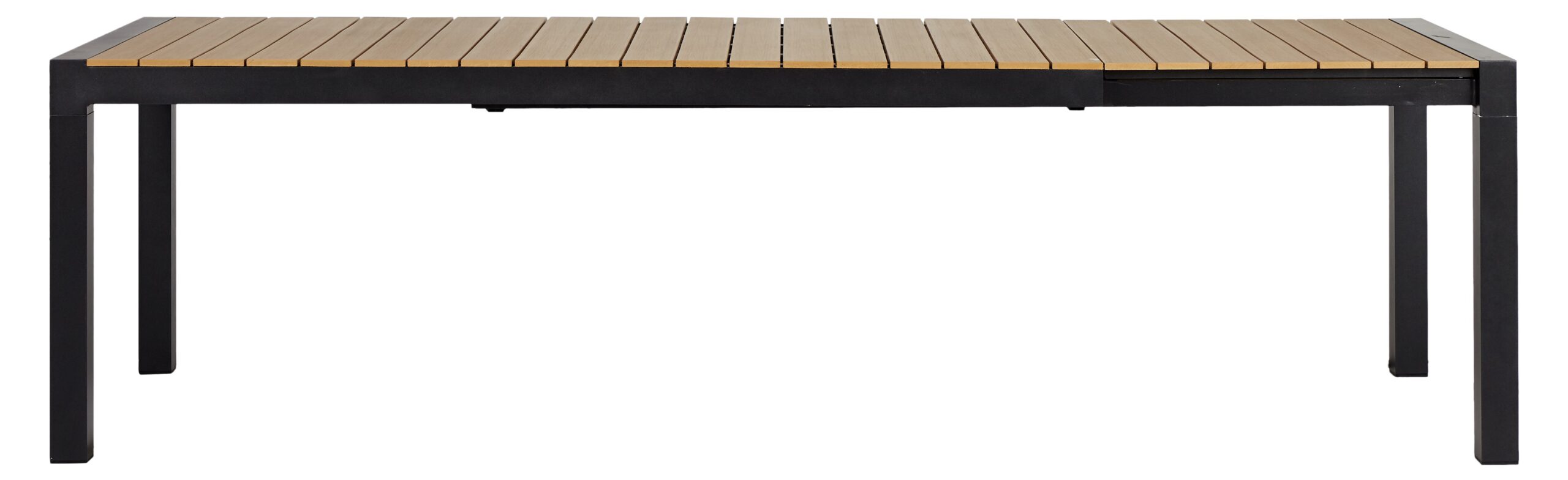 Joan havebord 205-275 x 100 cm, med udtræk inkl. 1 plade, sort og teak dekor Joan havebord 205-275 x 100 cm, med udtræk inkl. 1 plade, sort og teak dekor