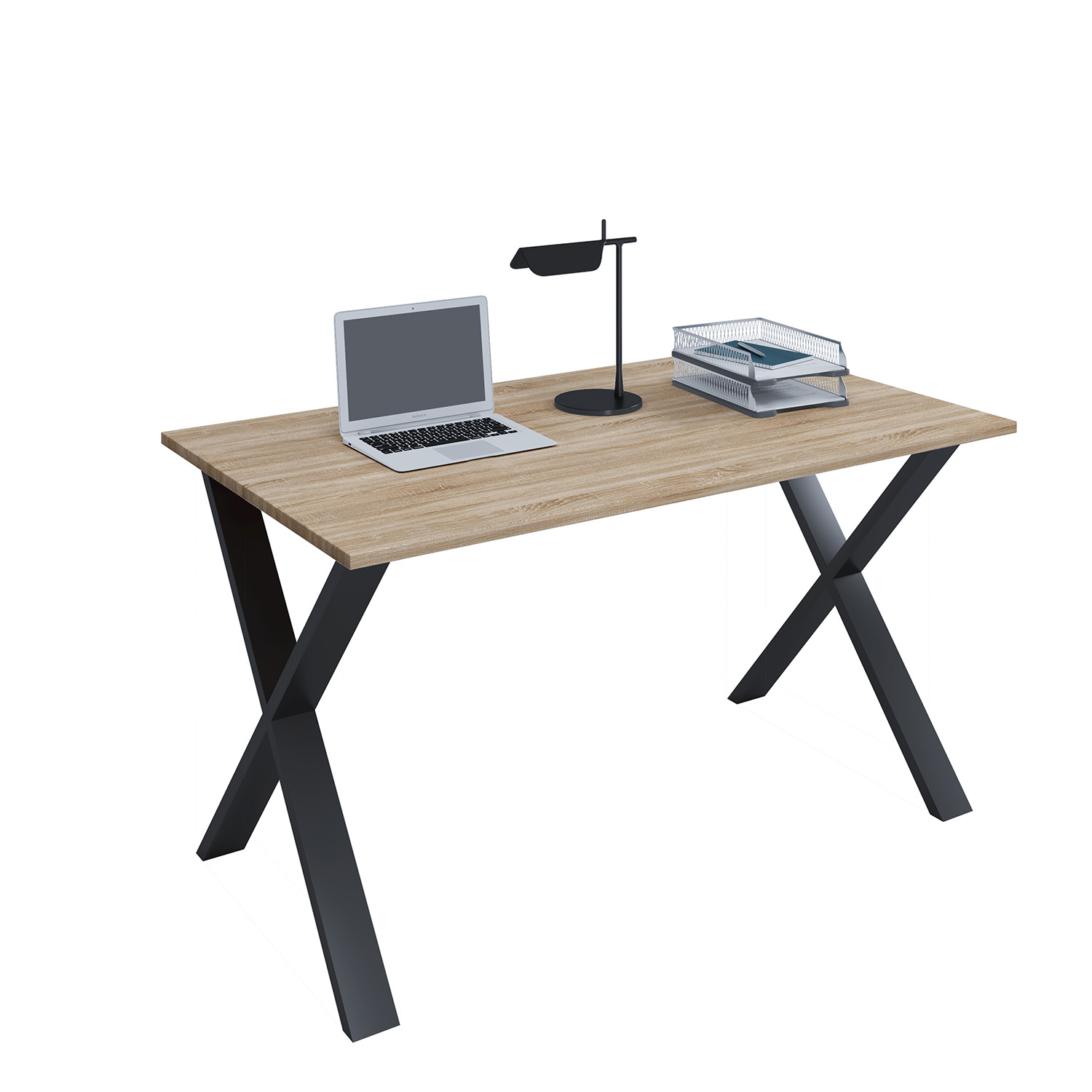 Lona X-feet skrivebord - natur træ og sort metal (110x50) Lona X-feet skrivebord - natur træ og sort metal (110x50)