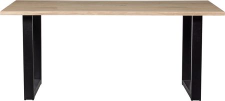 Plankebord WOOOD Tablo U i massivt egetræ 160x90 cm natur med mat sorte stålrørben
