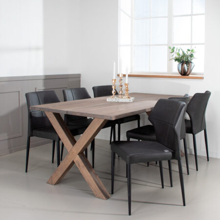 Plankebord i massiv eg | Model Curve Med X-Base i Eg | 240x95 cm / Natur Olie