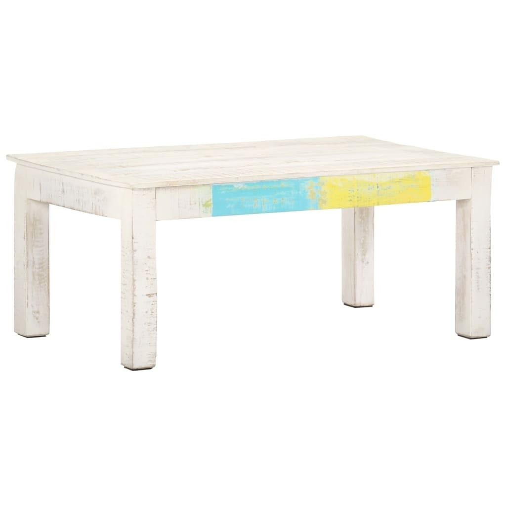 Sofabord 110x60x45 cm massivt mangotræ hvid Sofabord 110x60x45 cm massivt mangotræ hvid