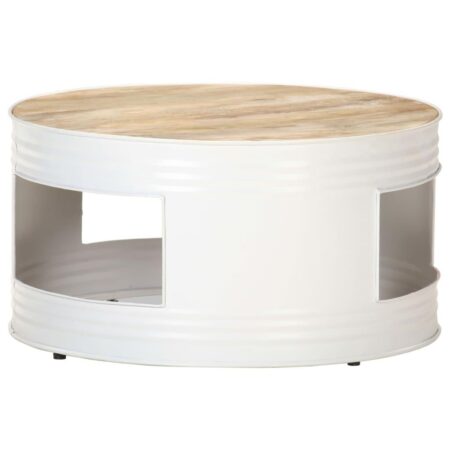 Sofabord 68x68x36 cm massivt mangotræ hvid
