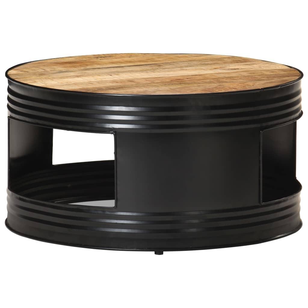 Sofabord 68x68x36 cm massivt ru mangotræ sort Sofabord 68x68x36 cm massivt ru mangotræ sort