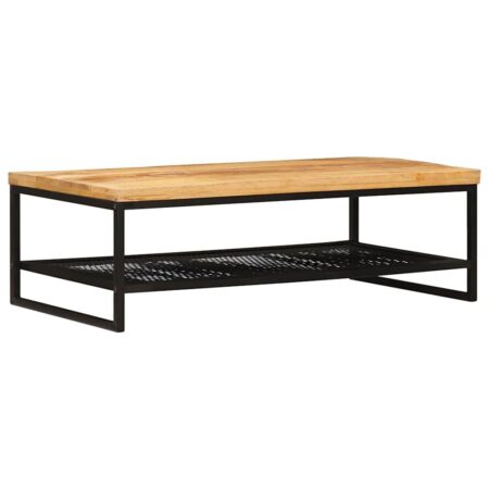 Sofabord Brun og sort 110 x 55 x 35 cm Massivt mangotræ