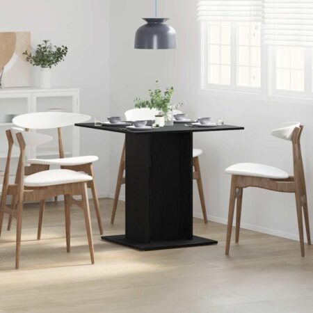 Spisebord 80x80x75 cm konstrueret træ sort egetræsfarve